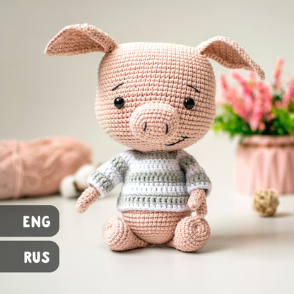 Bublik the Pig amigurumi crochet toy pattern pdf