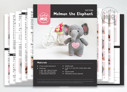 Melman the Elephant amigurumi crochet toy pattern pdf