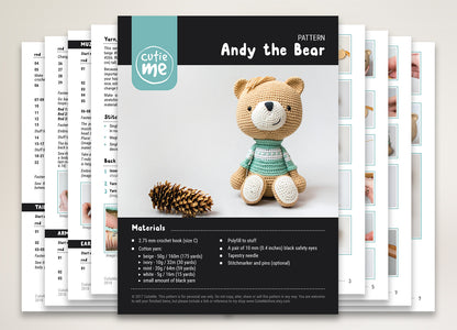 Andy the Bear amigurumi crochet toy pattern pdf