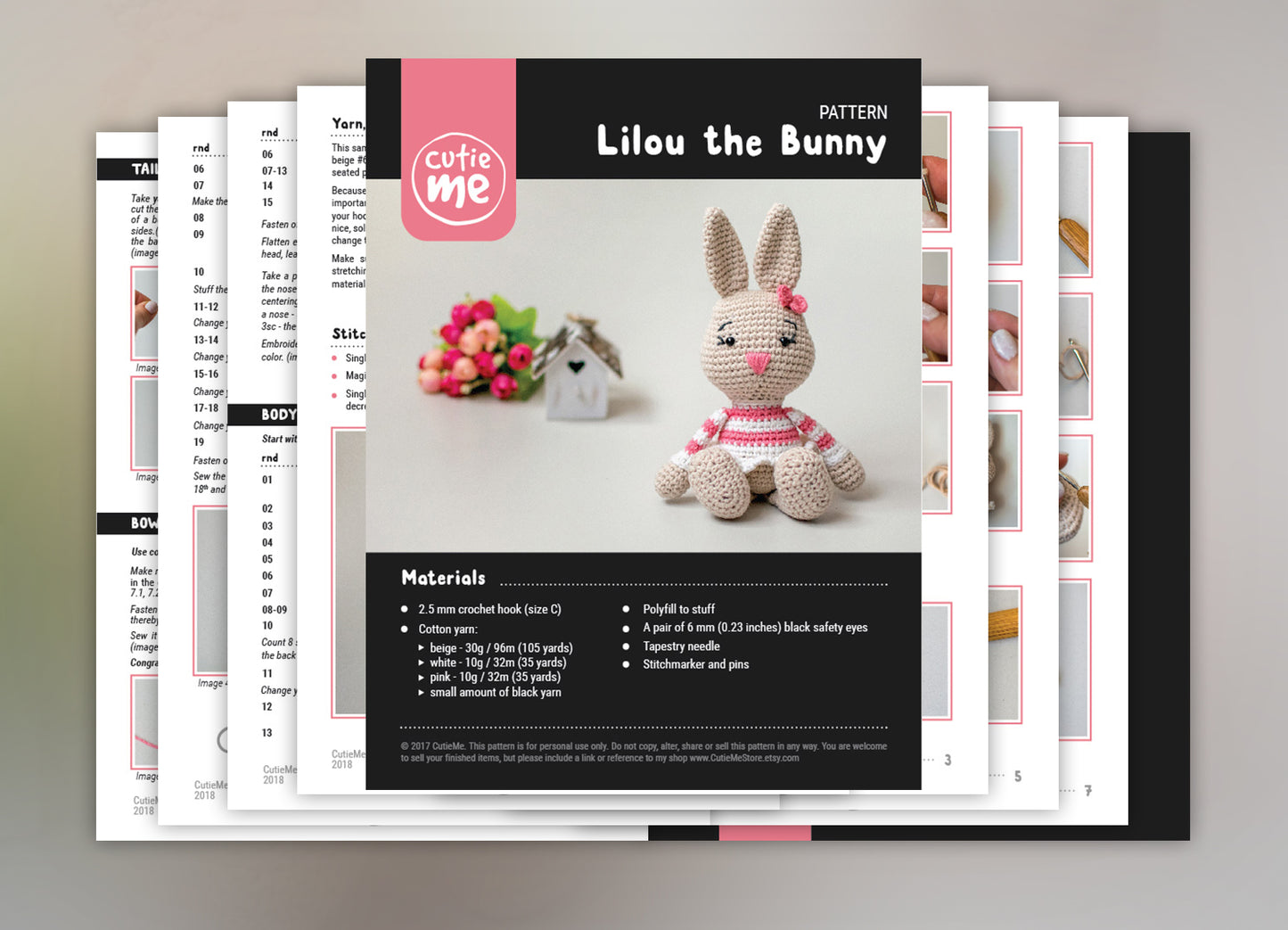 Lilou the Bunny amigurumi crochet toy pattern pdf