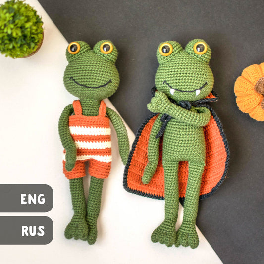 Halloween Frog Claude amigurumi crochet toy pattern pdf