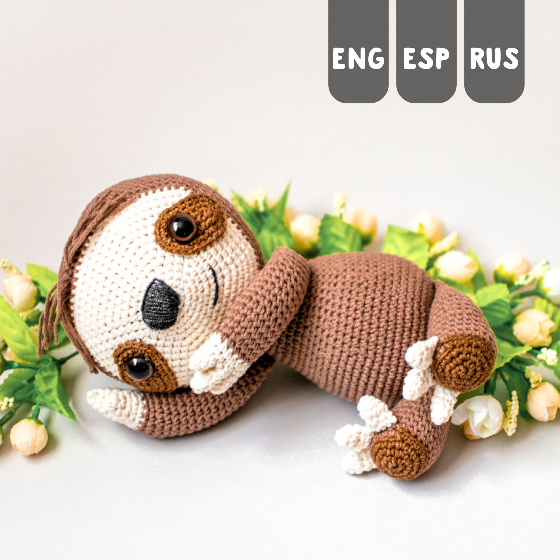 Sam the Sloth amigurumi crochet toy pattern pdf