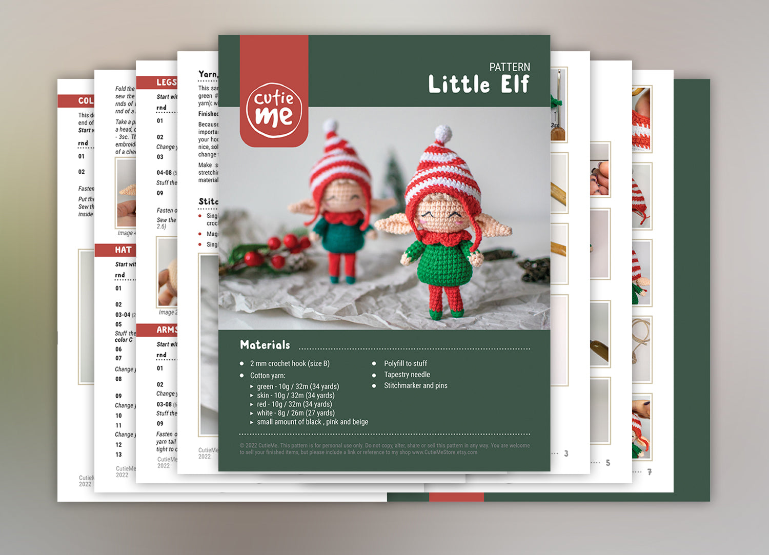 Little Elf Christmas amigurumi crochet toy pattern pdf