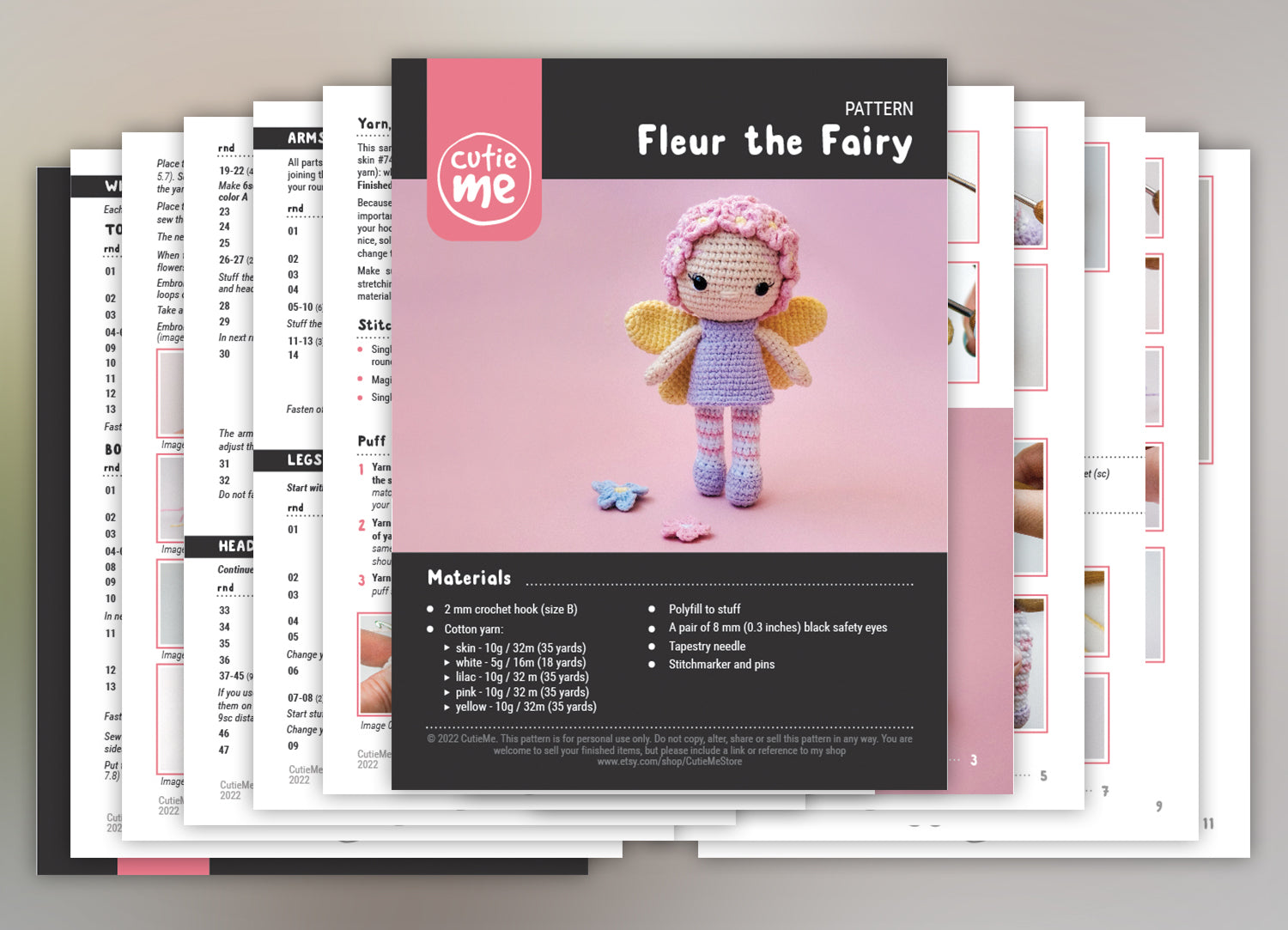 Fleur the Fairy amigurumi crochet toy pattern pdf