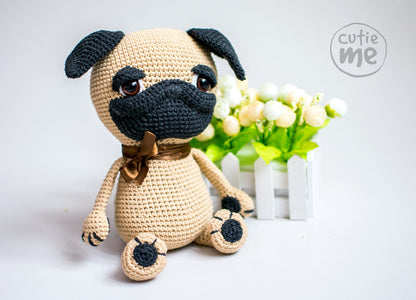 Garik the Pug amigurumi crochet toy pattern pdf