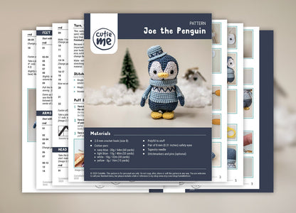 Joe the Penguin amigurumi crochet toy pattern pdf