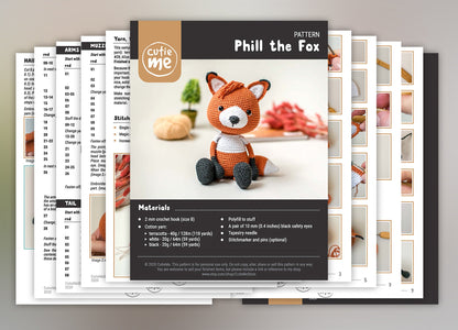 Phill the Fox amigurumi crochet toy pattern pdf